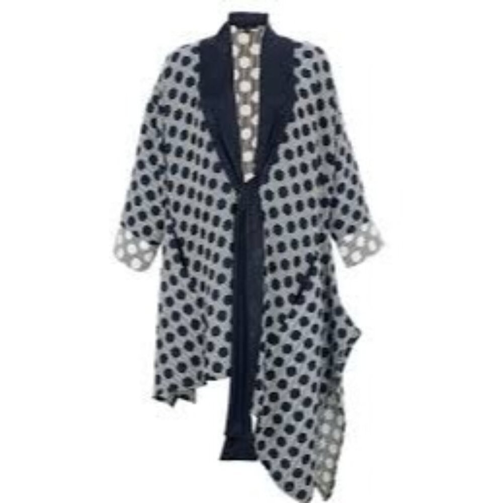 Kozan Womens Open Front Kimono Eleven Jacket Cardigan Indigo Blue Polka Dot‎ O/S